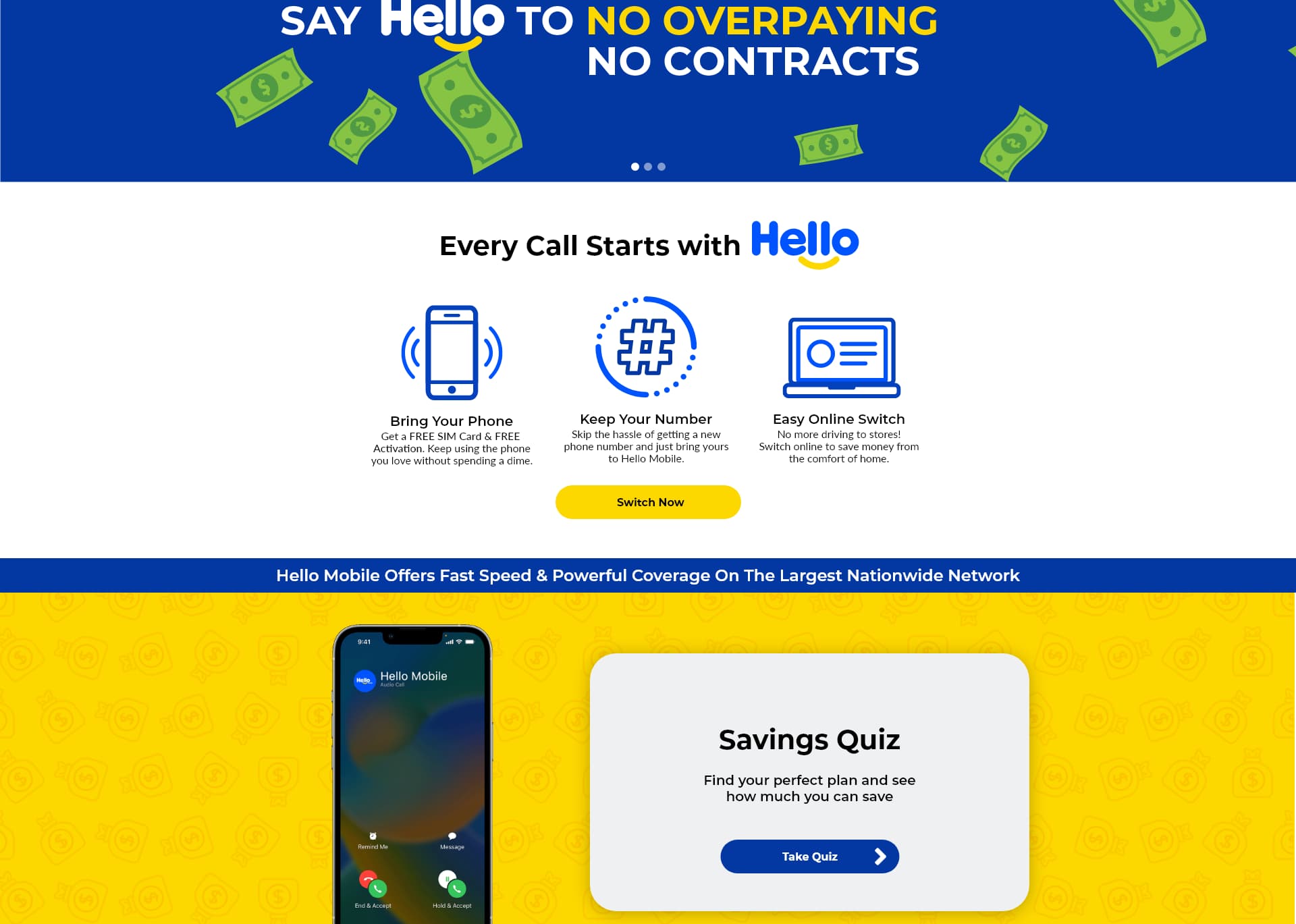 Hello Mobile-এর হোম পেজ