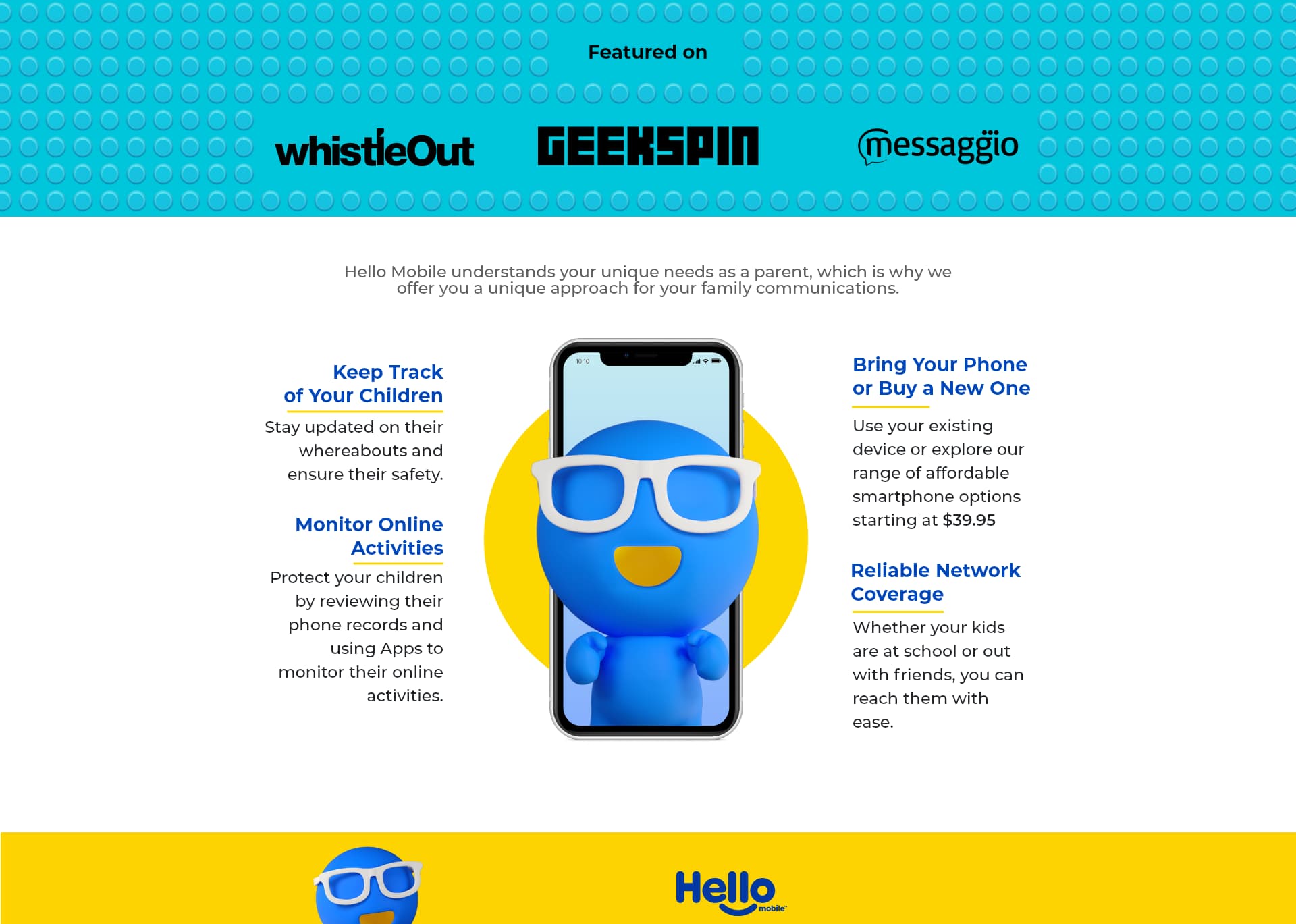 Hello Mobile-এর কিশোর ল্যান্ডিং পেজে সংবাদমাধ্যমের উল্লেখ
