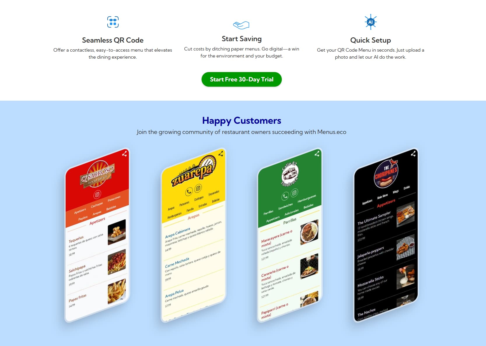 Витрина клиентских меню Menus Eco