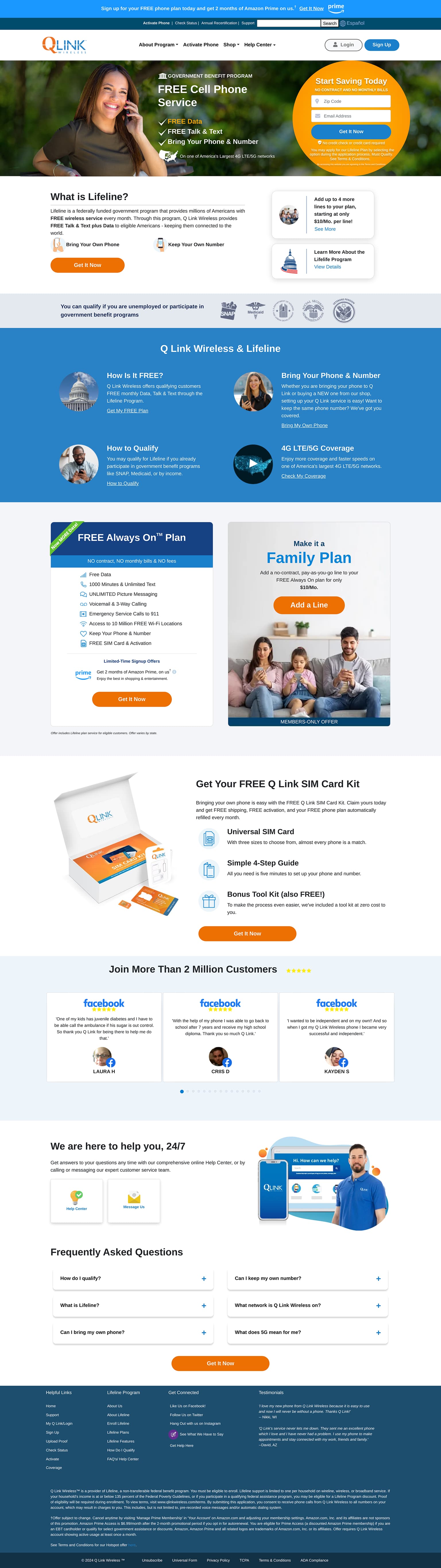 q link wireless project screenshot home page