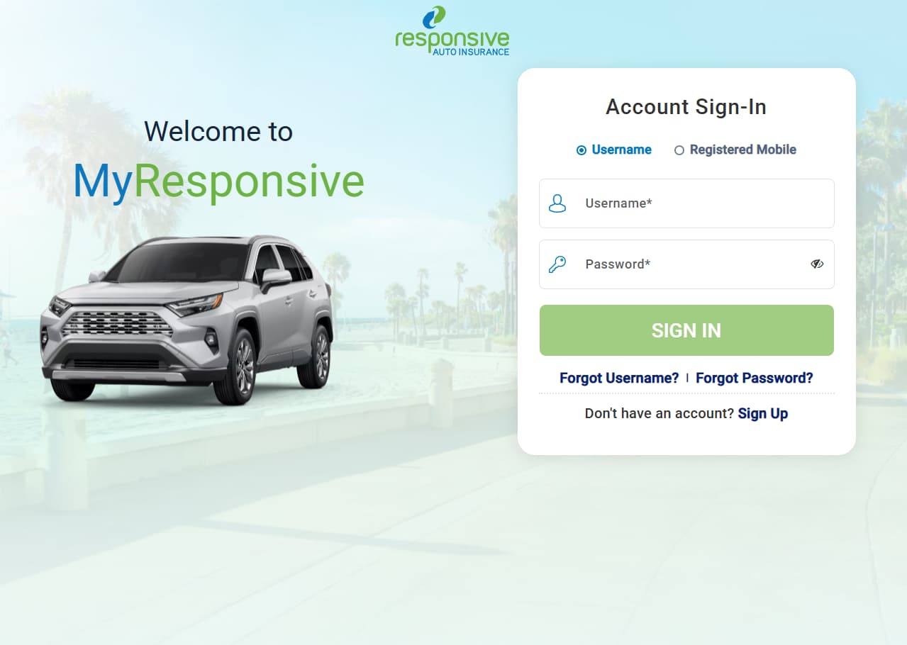 MyResponsive customer portal sign-in page